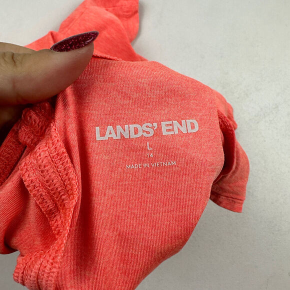 Lands’ End Girls Sz L 14 Orange Twist Open Back Activewear T-Shirt Short Sleeve - Picture 4 of 7